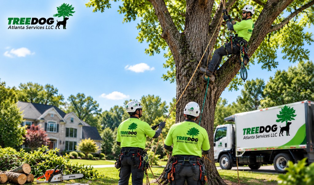TreeDog Atlanta professional arborist crew working on a mature Atlanta property
