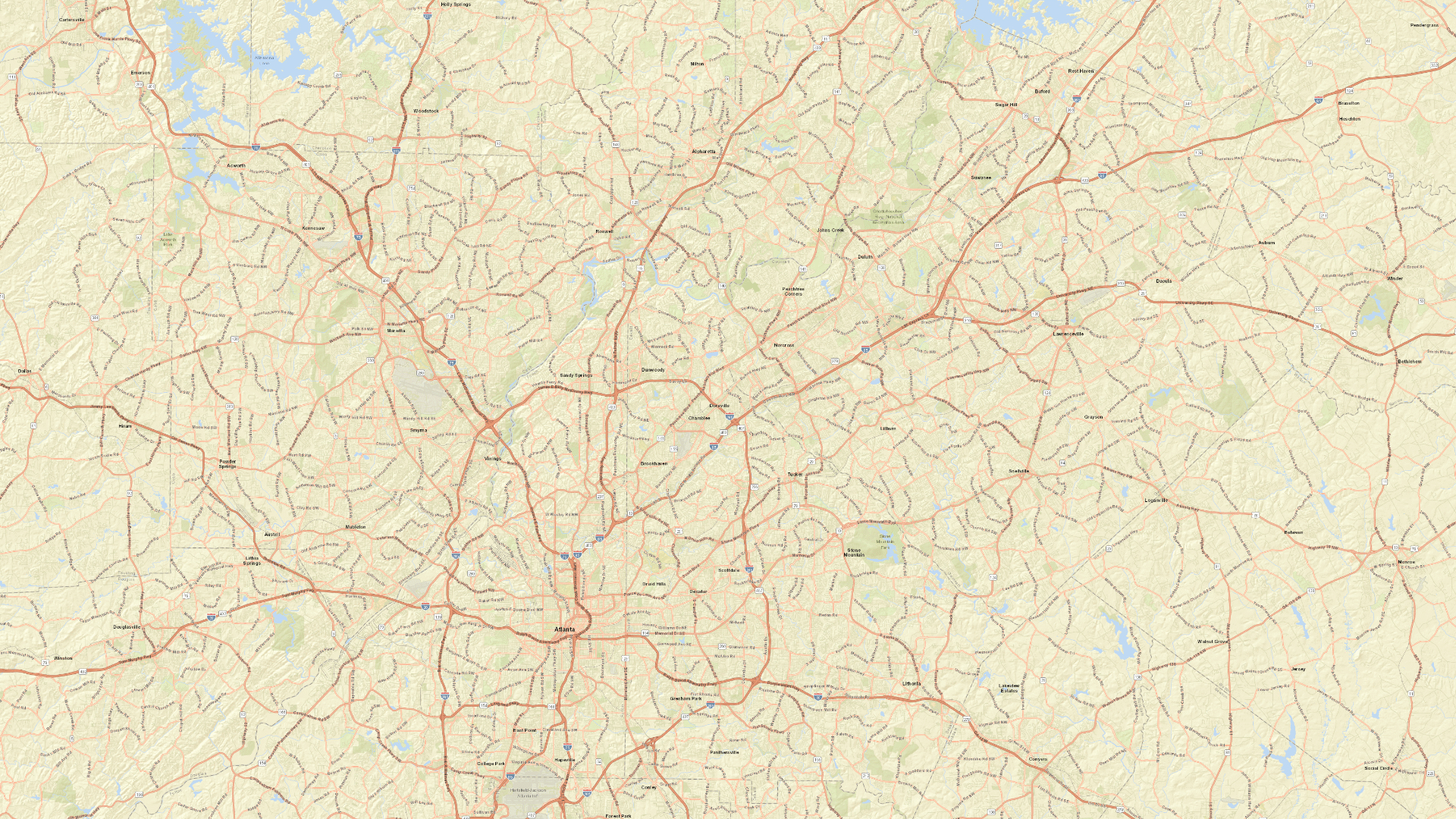 Map of Metro Atlanta from Marietta to Lawrenceville